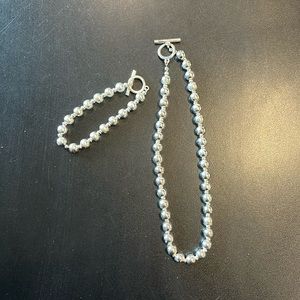 Silver beaded bracelet &  choker necklace
